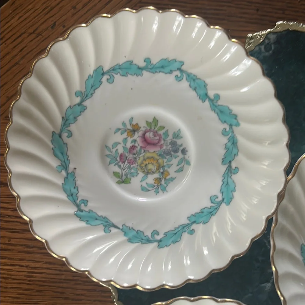 Vintage Minton Ardmore Cream and Turquoise Saucers